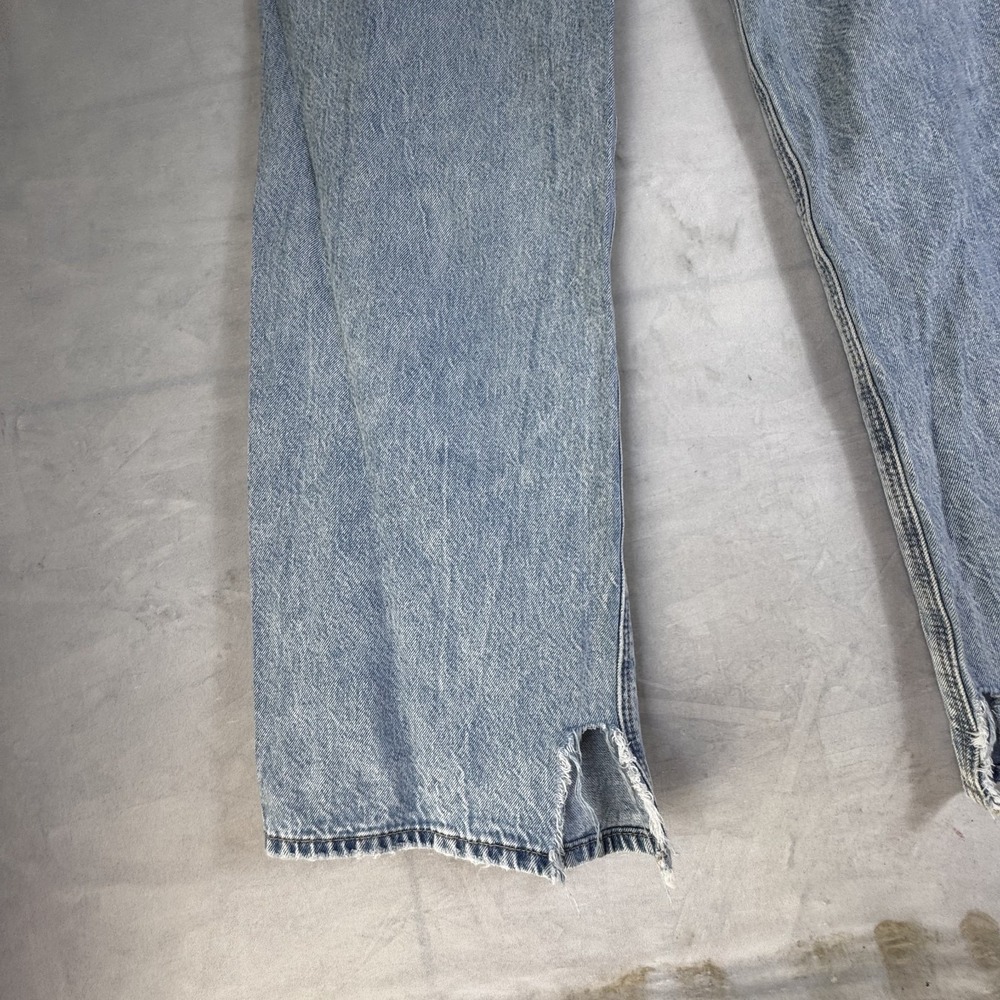 American Eagle Womens Wide-Leg Jeans Light Blue Denim High-Rise Baggy Ripped 2 - Picture 13 of 16